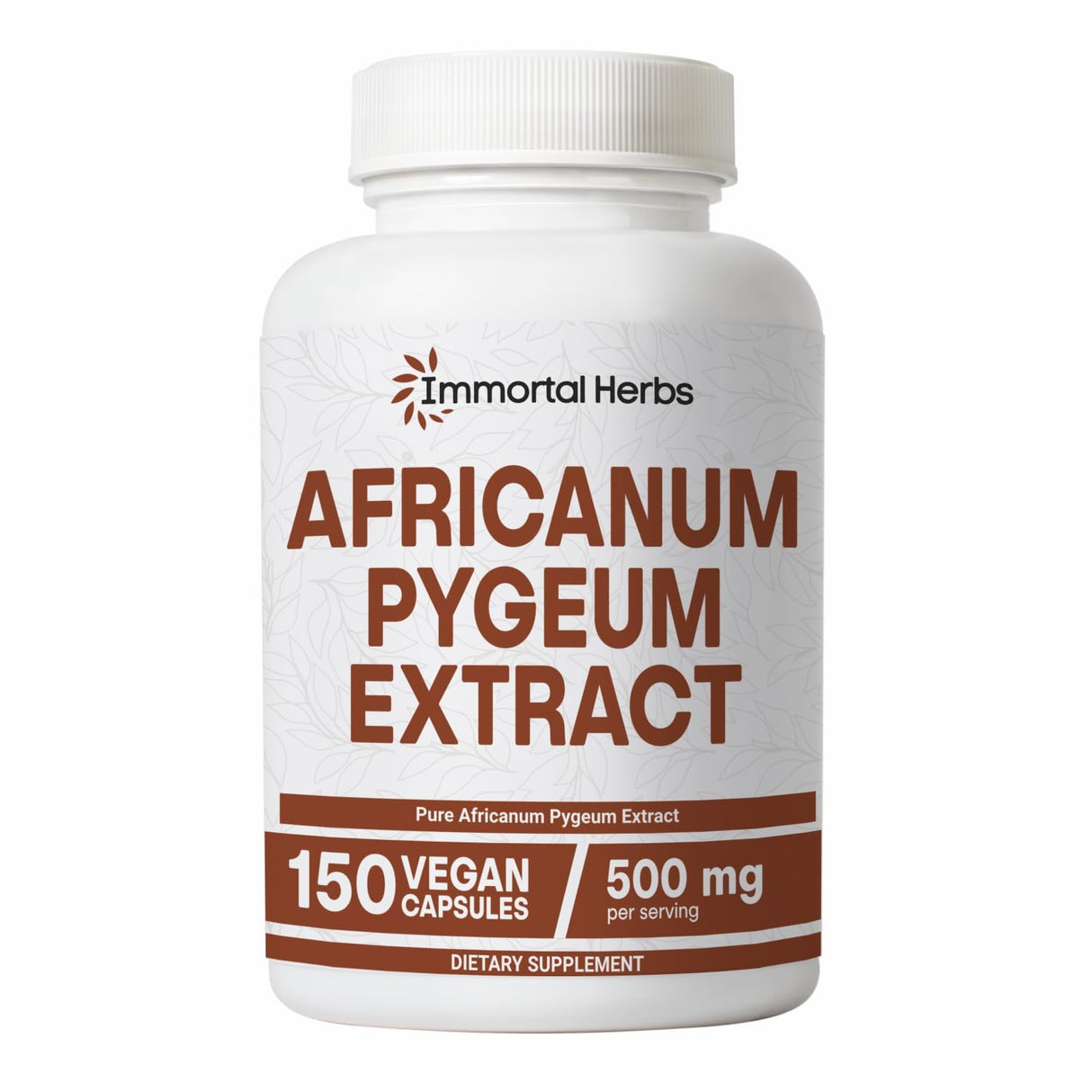 Immortal Herbs Africanum Pygeum 500mg, 25:1 Extract, 150 Pills, Extra Strength Pygeum Supplement for Men and Women, Non-GMO and Gluten-Free Bark Extract Capsules, 5 Months Supply