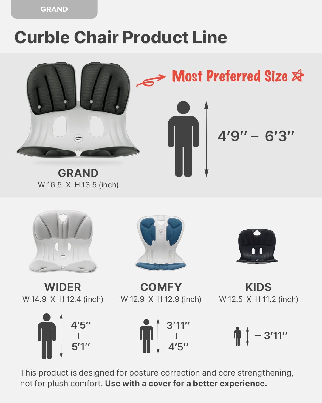 Curble GRAND(Extra Wide & Sturdy) – Ergonomic Chair Back Support, Lumb ...