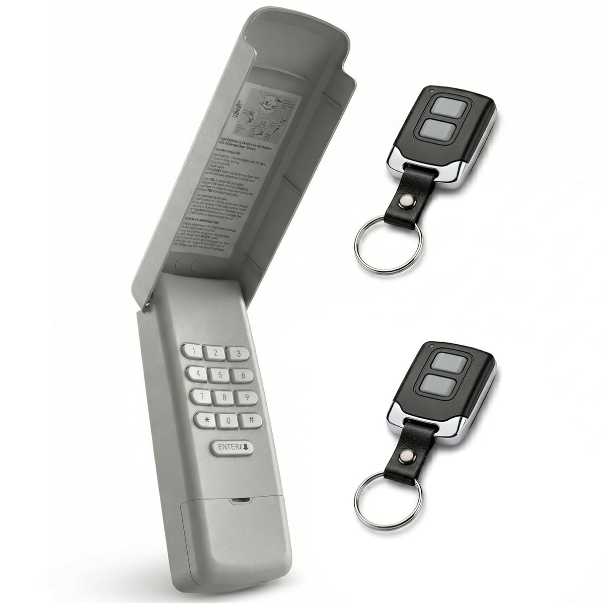 3-in-1 Universal Garage Door Opener Keypad with 2 Keychain Remote Compatible with Liftmaster Chamberlain Craftsman with Yellow Purple Red Orange Green Learn Button Replaces 877MAX 878MAX 893MAX 973LM