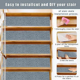15Pcs Stair Treads for Wooden Steps Indoor with Self Adhesive, 8"x30" Non Slip Stair Runners-Peel & Stick Indoor Stair Carpet Runner, Resistant Indoor Runner for Kids、Elders and Pets, Light Gray