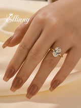 Effinny 3.5 Carat Elongated Oval Cut Engagement Ring for Women,925 Sterling Silver Solitaire Promise Ring (3.5ct,Golden, 5)