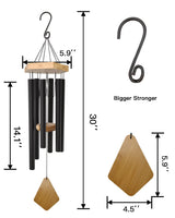 Wind Chimes Outdoor Deep Tone, 30 Inches Wind Chimes Outdoor, Memorial Wind Chimes with Hook as Gifts for Mother's Day/Housewarming/Christmas, Patio, Garden, Yard, Home Décor. Black