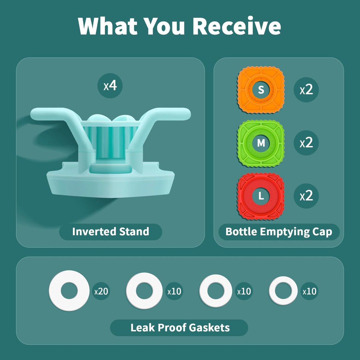 Luvan 4-Pack Bottle Emptying Cap Flip Dispenser Kit for Every Drop Universal Inverted No-Waste Caps for Shampoo Lotion Soap Ketchup Mustard Sauces Space-Saver for Kitchen Bathroom