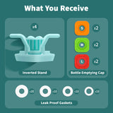 Luvan 4-Pack Bottle Emptying Cap Flip Dispenser Kit for Every Drop Universal Inverted No-Waste Caps for Shampoo Lotion Soap Ketchup Mustard Sauces Space-Saver for Kitchen Bathroom