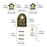 Fairy Door and Windows Garden Kit Accessories Outdoor, Glow in Dark Gnome House for Tree, Lawn Yard Art Sculpture, Miniature Garden Decor (Ladder)