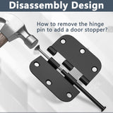 HOSOM 30 Pack Rounded Matte Black Door Hinges 3.5 x 3.5 inch with 5/8 Radius, Black 3 1/2 Interior Door Hinges, 3 ½"x 3 ½" Hardware
