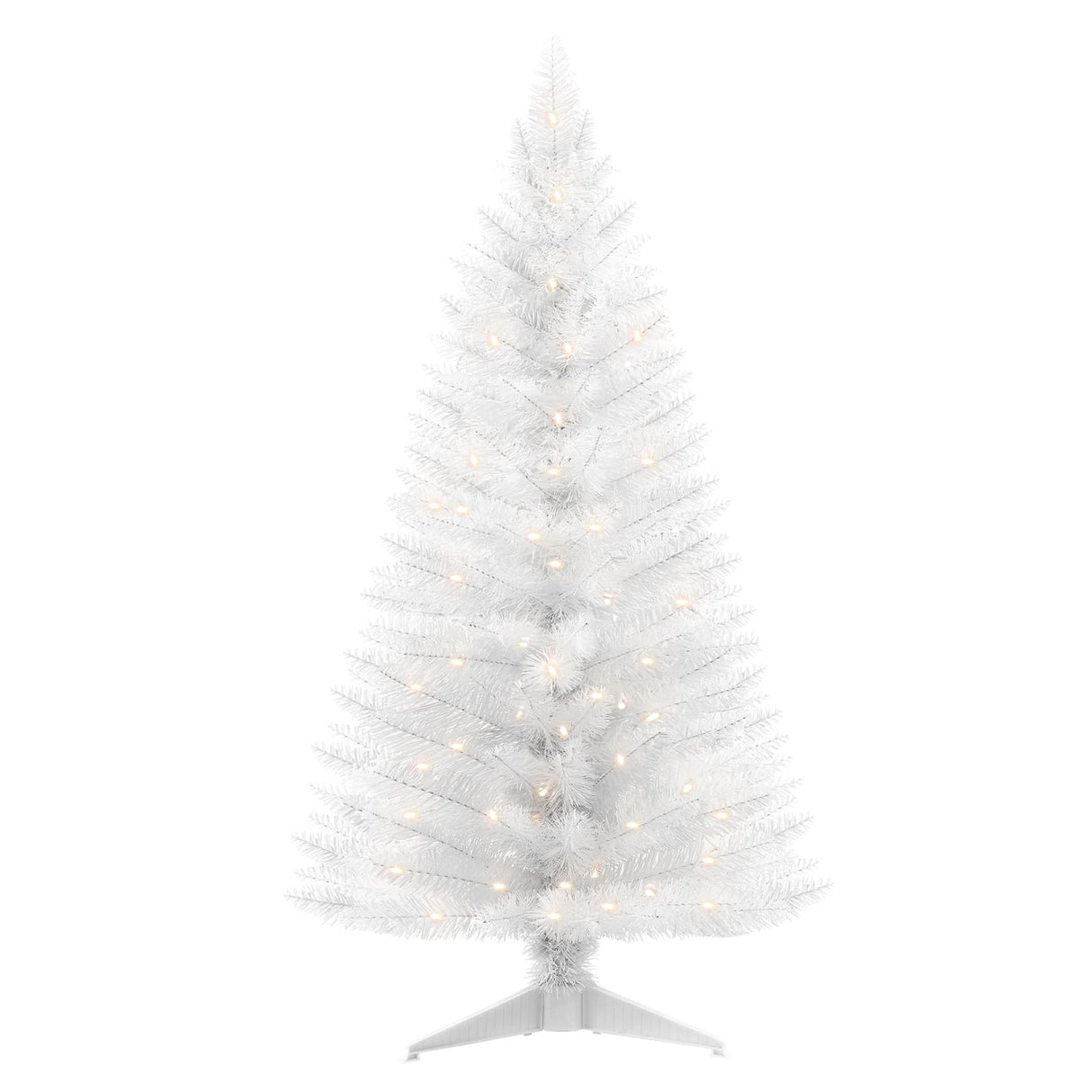 Santanelo 4ft Lighted Artificial White Christmas Tree with Light, Small Artificial Xmas Tree, Not Pre-lit White Pine mini Trees with Lights for Home, Office, and Xmas Party Décor