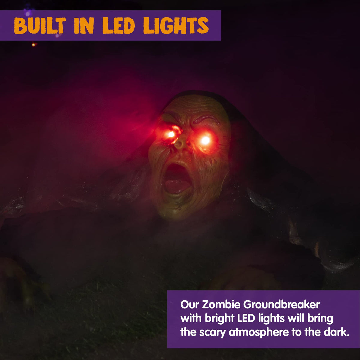 JOYIN Halloween Decoration Outdoor Zombie Groundbreaker, Halloween Outside Zombie Decor with Sound and Flashing Eyes, Scary Groundbreaker for Yard Lawn Graveyard Decorations, Haunted House Prop