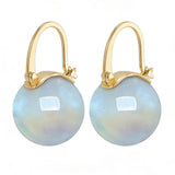 HUGE TOMATO Simulated Shell Opal Pearl Earrings for Women Trendy, Big Pearl Drop Earrings Fashion,14K Gold Plated Large Hoop Dangle Statement Jewelry 14mm