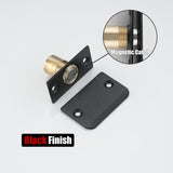 JQK Closet Magnetic Door Ball Catch Hardware, 430 Stainless Steel Catch Adjustable with Strike Plate, Black Finish 4 Pack, HBC120-BK-P4