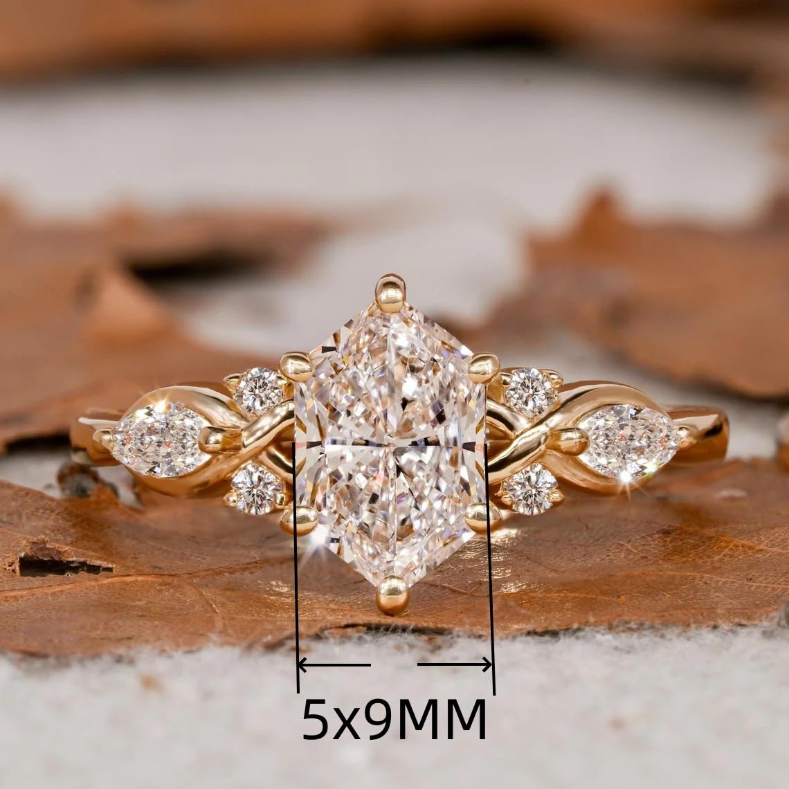 14K Gold Plated Marquise Cut Engagement Ring for Women, Wedding Promise Cubic Zirconia CZ Band Simulated Diamond Rings for Women's Size 7#