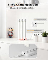 Rihvy 6-Pack 8-Inch Under Cabinet Lighting with Charging Station Rechargeable Motion Sensor Light Indoor 3 Color Dimmable Closet Light USB LED Magnetic Wireless Under Counter Lights for Kitchen Stair