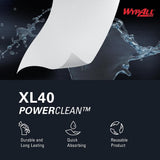 WypAll PowerClean L40 Cloths Extra Absorbent Wipes, Jumbo (05007), Bulk Paper Wipers, White (1 Roll of 750 Sheets)