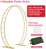 Queension Extra Large Wedding Arch for Ceremony 8.5Ft Wide 7.4Ft High for Large Space, Metal Arches Backdrop Stand with Ground Stakes and Sandbags for Party Supplies, Garden Trellis, Gold