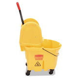 Rubbermaid Commercial Products WaveBrake 35 QT Down-Press Mop Bucket and Wringer Combo on Wheels, Yellow, for Professional/Industrial Heavy-Duty Floor Cleaning