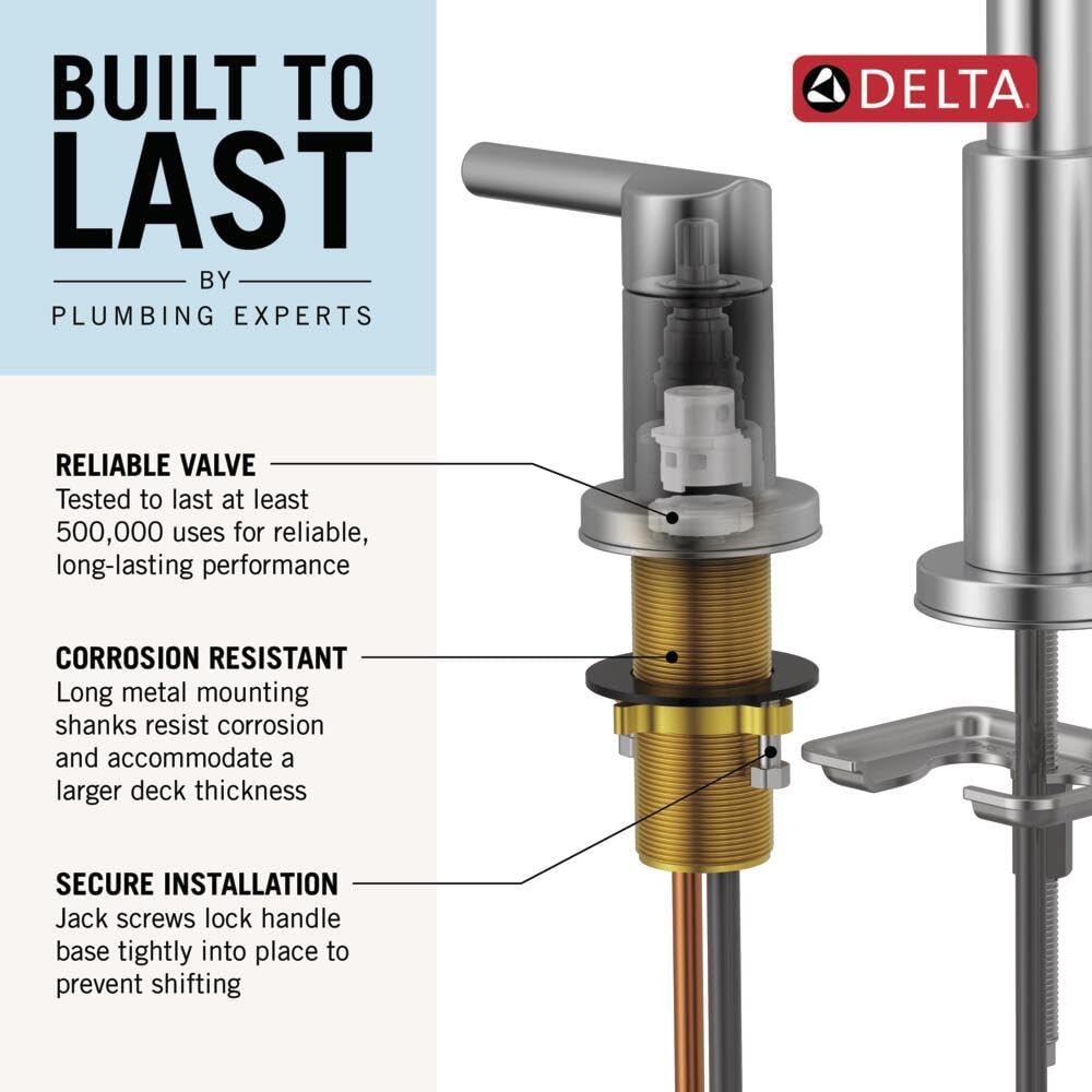 Delta Arvo Brushed Gold Faucet 3 Hole, 8 Inch Widespread Bathroom Sink Faucet for Vanity, Push-Pop Drain Assembly, Champagne Bronze 35840LF-CZ