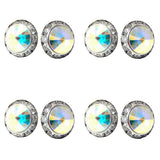 4 Pairs 20mm Round Shaped Acrylic Stone Post Earrings for Womens Wedding Dance Costume Casual Wear Stage Jewelry Mothers Day Gift AB