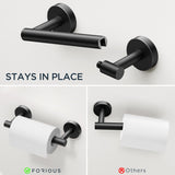 FORIOUS Toilet Paper Holder Wall Mount, SUS304 Stainless Steel Double Post Pivoting Tissue Roll Holder and Hand Towel Ring Set for Bathroom, RV, Bathroom Hardware Accessories Set, Matte Black