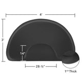 Saloniture 3 ft. x 4 ft. Salon & Barber Shop Chair Anti-Fatigue Mat - Black Semi Circle - 1 in. Thick