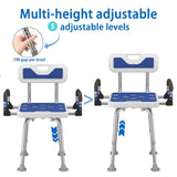 Shower Chair for Seniors Elderly Handicap Disabled Or Bariatric Adults Heavy Duty 500 Lbs Adjustable Stool with Arms and Back Bench Seat for Inside Shower Stall and Bathroom Bath Tub Chairs
