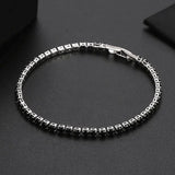 14K White Gold Plated 5mm Cubic Zirconia Tennis Bracelet for Women and Men, Classic Silver Diamond Tennis Bangle Bracelets, Adjustable Detachable 7.6IN Length, Suitable for Everyone (Pure Black)