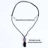Handmade Raw Black Tourmaline & Amethyst Necklace – Macramé Crystal Pendant for Spiritual Balance, Grounding & Everyday Energy Gift for Men, Women