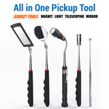 Telescoping Magnetic Pick Up Tool with 1 lb and 15 lb Pickup Rod, Round and Square 360 Swivel Adjustable Inspection Mirror and Flexible LED Flashlight, Fathers Day Gifts for Dad, Him, Husband, Men