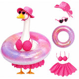 Shilkare Bikini Porch Goose Outfits,Porch Goose Summer Outfits Swimsuit with Hat Sunglasses & Swim Ring,Fit 23'' Lawn Goose Statue for Summer Outdoor Garden Lawn Yard Decor (Swimsuit-Pink)
