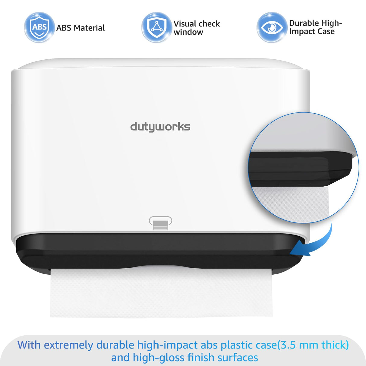 DUTYWORKS Paper Towel Dispenser Wall Mount, Multifold Paper Towel Holder Adhesive Hand Towel Dispenser for Bathroom Kitchen Commercial, White