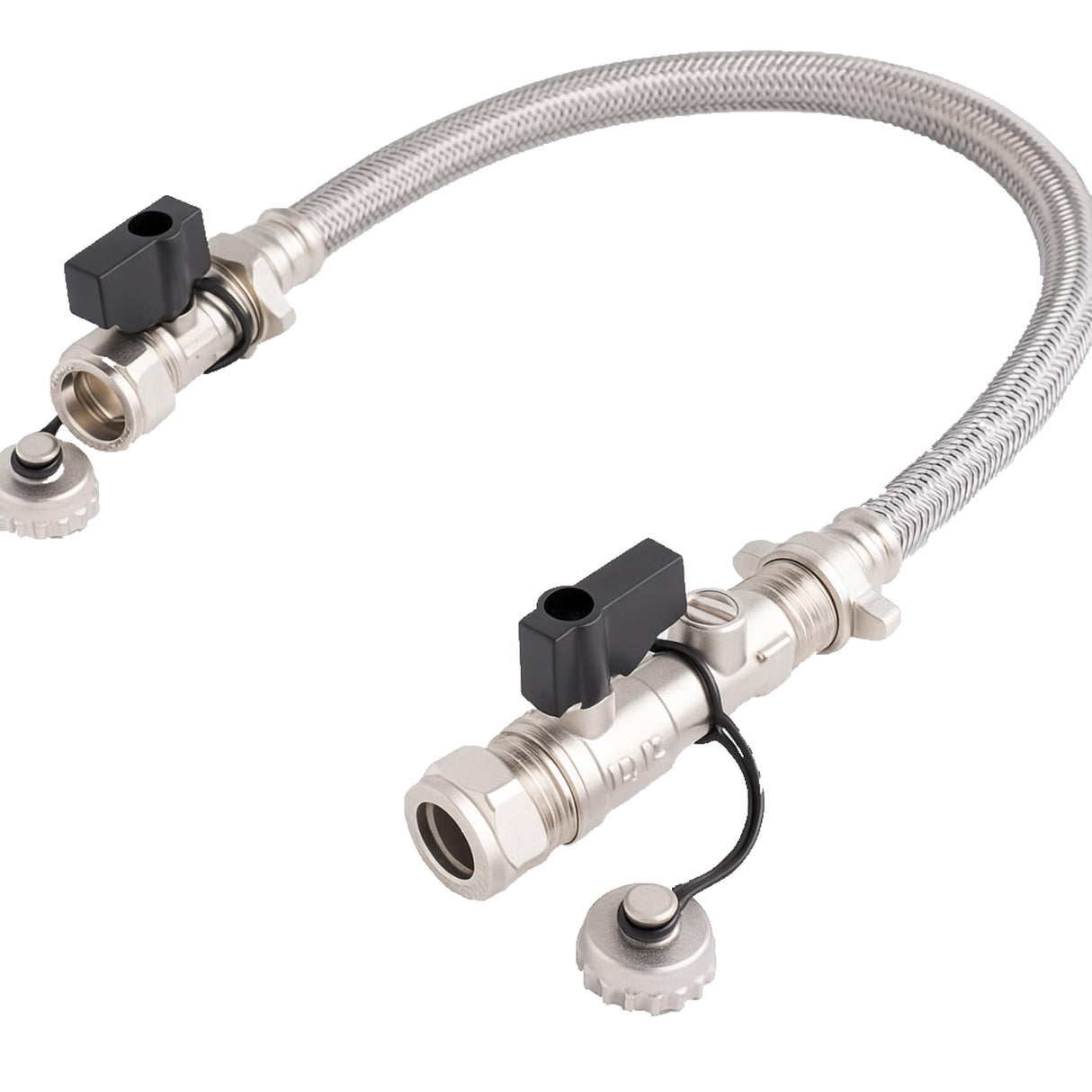 Kudos-Trading 15mm Central Heating Filling Loop Kit – Flexible Braided Hose with Isolation Valves & Double Check Valve – Combi Boiler Water Refill Pipe – WRAS Approved