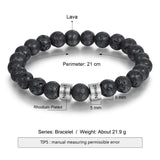 Personalized Beads Bracelets for Men Chakra Stone Bracelets Custom Initial Name Bracelet Mens Malachite Tiger Eye Lava Stone Bracelet Gifts for Him (Black-Lava-silver-2)