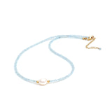 Gempires Aquamarine Pearl Choker Necklace for Women, March Birthstone
