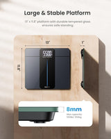 RENPHO 550lb Scale for Body Weight, Digital Bathroom Scale with Large LED Display, Big Platform Weighing Machine with Extra-High Capacity, Most Accurate to 0.05lb, 13x11.8in, Core 1L
