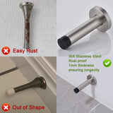 JQK Door Stopper Gold, 304 Stainless Steel Thicken 1mm Sound Dampening Door Stop Bumper Wall Protetor 4 Pack, Brushed Gold White Tip, DSB5-WG-P4