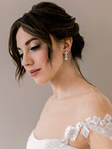 SWEETV Cubic Zirconia Wedding Earrings for Brides, Marquise Bridal Earrings