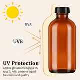 KEYWING 18 Pack 8oz Amber Glass Boston Round Bottles with Airtight Poly Cone Caps, Perfect Bottles for Homemade Vanilla Extract, Syrups, Essential Oils, Holiday & Christmas Gift