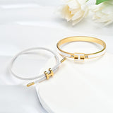 Hothink Gold H Bracelets for Women,Designer Dupes Bracelet,White Bracelet