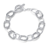 UNY JEWEL Twisted Cable Wire Link Chain Bracelet Two Tone Designer Brand Inspired Women Jewelry Valentine (2 Tone)