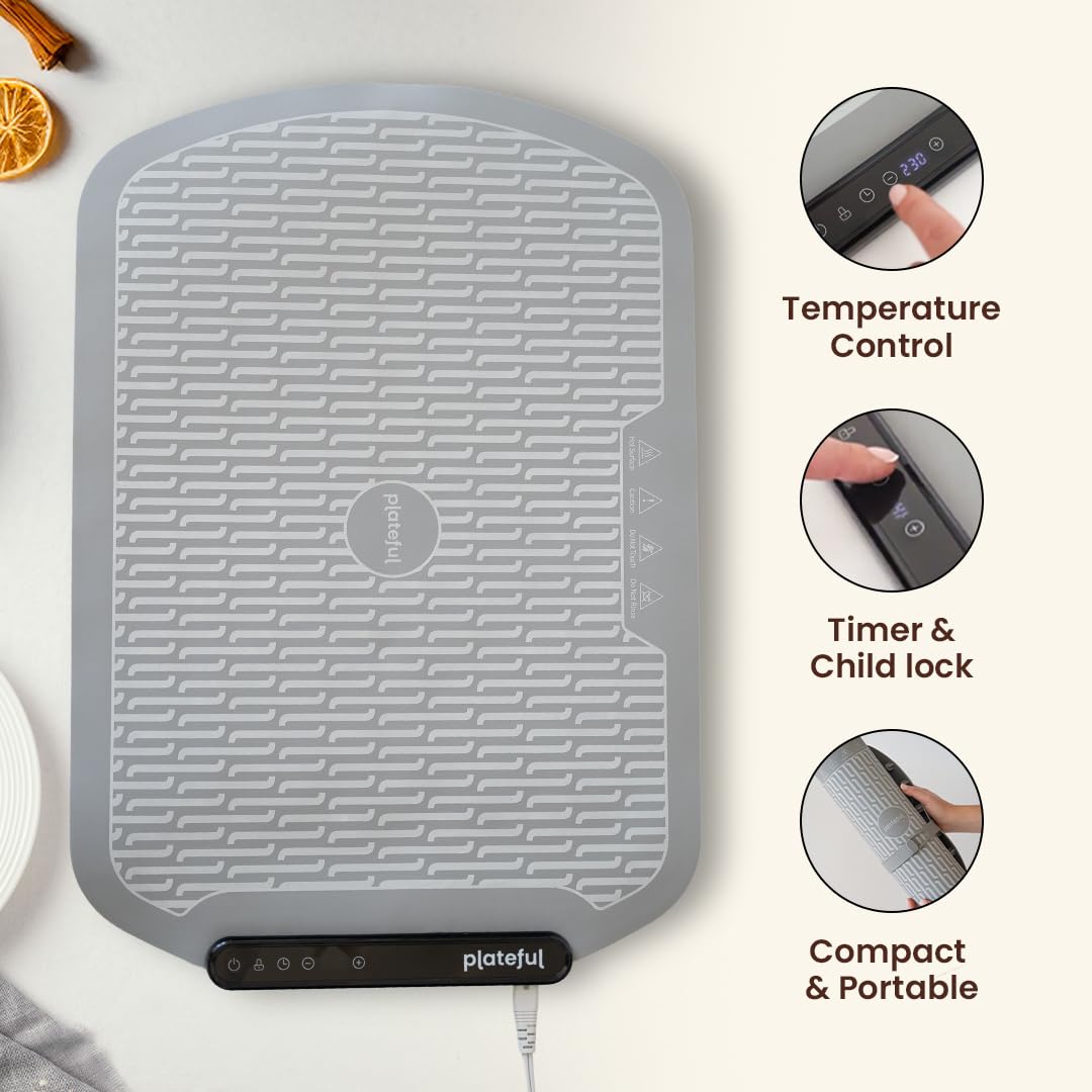 Plateful Warming Mat for Food - Food Warming Mat for Buffets Party, Electric Heating Trays/Pad Warmer for Countertop, Warm Tray to Keep Plates Hot for Kitchen, Party
