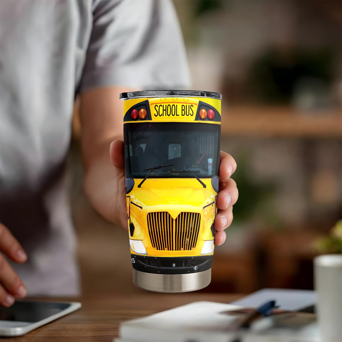 SANDJEST Bus Driver Tumbler - School Bus 20 oz Stainless Steel Double Wall Vacuum Tumblers Coffee Travel Mug - Thermal Cups Birthday, Christmas, Back To School Gifts for Men, Women, Friends, Besties