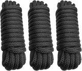 Dock Lines 3/8" x 25' Double Braided Nylon Boat Dock Lines with 12" Eyelet, Marine-Grade Dock Lines for Boats/Boat Lines Dock Rope - Easy to Handle Boat Ropes for Docking - 3 Pack(Black)