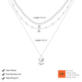 Zeffy Layered Silver Pearl Necklaces for Women Silver Plated Dainty Layered Tiny Single Pearl Choker Trendy Cute Silver Necklace Stack Wedding Jewelry Sets for Women Bridesmaid Gifts