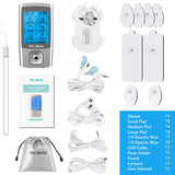 TEC.BEAN 24 Modes Tens Unit Muscle Stimulator, Rechargeable Tens Machine with 8 Electrode Pads (American Gel), Electric Pulse Massager for Pain Relief Therapy（Silver