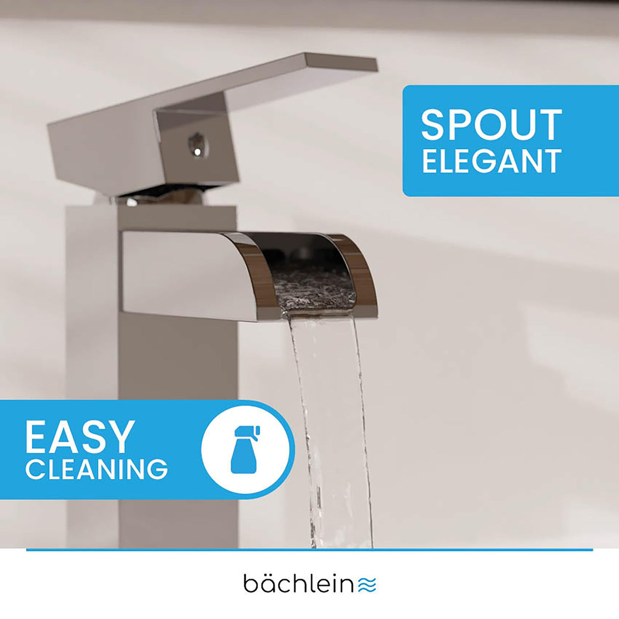 Bächlein Water Tap for The Bathroom in Stream Design, Single-Lever Mixer with Durable Ceramic Cartridge and Installation Set, Bathroom Faucet Chrome