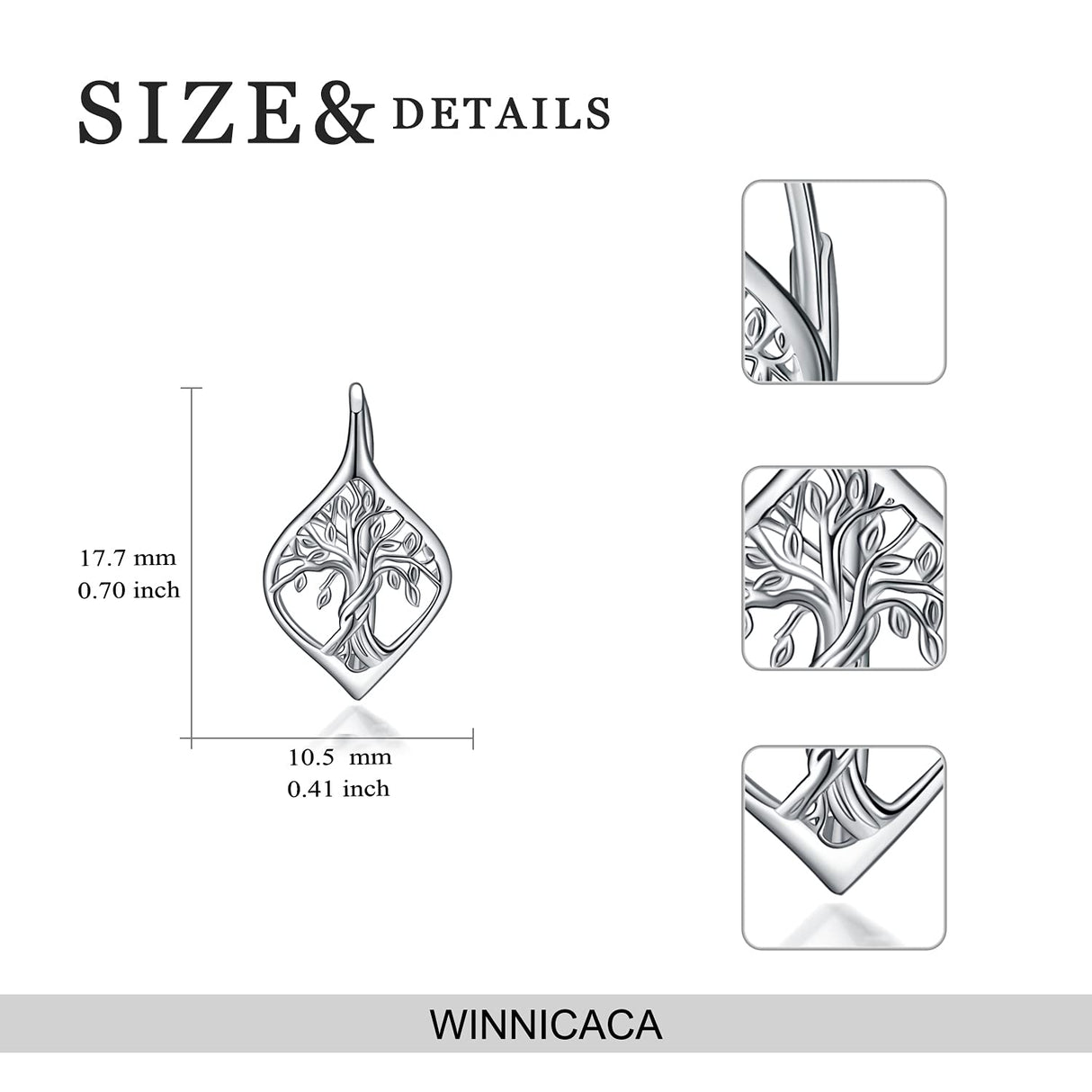 WINNICACA Tree of Life Earings for Women Sterling Silver Tree of Life Leverback Earrings Jewelry Gifts for Women Birthday Christmas Xmas