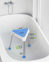 Space-Saving Triangular Shower Chair for Inside Shower with EVA Pad, 400 lbs Adjustable Shower Chair for Elderly and Disabled, Non-Slip Shower Seat, Bath Chair for Tub, Tool-Free, FSA/HSA Eligible