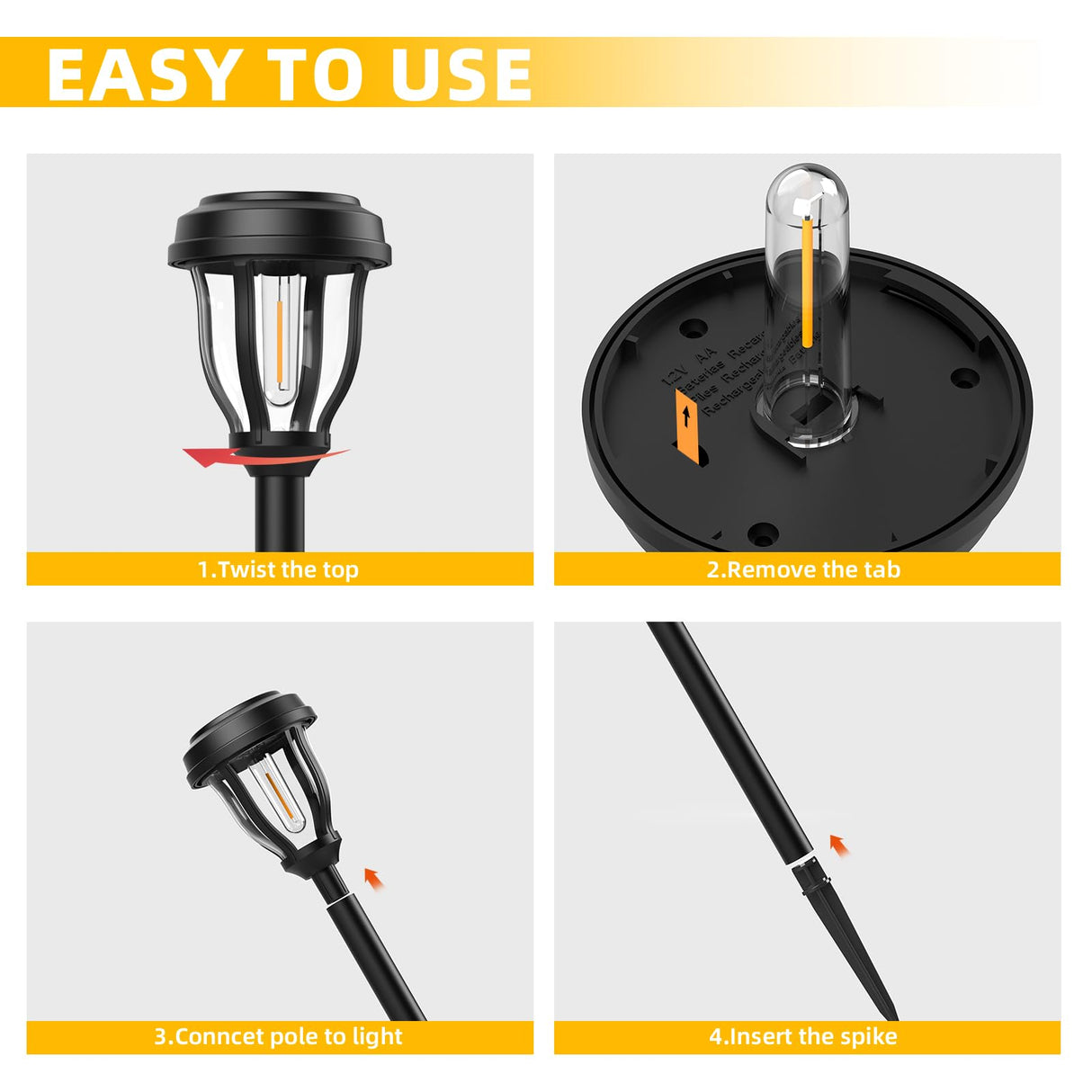 DERAYSION 12 Pack Solar Lights Outdoor, Solar Pathway Lights Auto On/Off Waterproof Garden Landscape Lighting for Path, Yard, Walkway, Driveway Decor