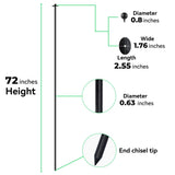 JPOIP 72 Inch Garden Stake Netting Support, Black Heavy Duty Powder Coated Steel Frame for Garden Fencing, Plant & Crop Protection from Wildlife (6 Sets)