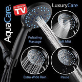 AquaCare High Pressure 8-mode Handheld Shower Head - Anti-clog Nozzles, Built-in Power Wash to Clean Tub, Tile & Pets, Extra Long 6 ft. Stainless Steel Hose, Wall & Overhead Brackets