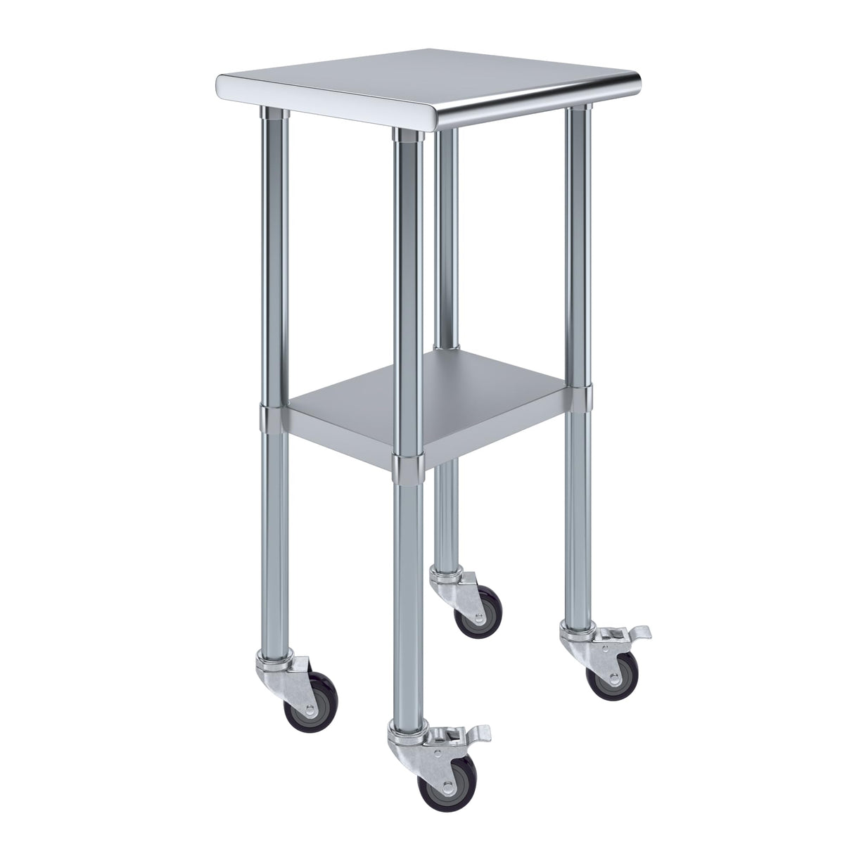 AmGood 18 in. x 18 in. Stainless Steel Work Table with Wheels | Metal Kitchen Food Prep Table | NSF